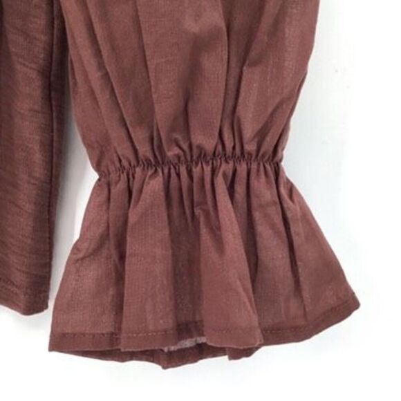 Nation LTD Carly Pima Cotton Ruched Puff Sleeve Pullover Blouse Top Small - Picture 5 of 9